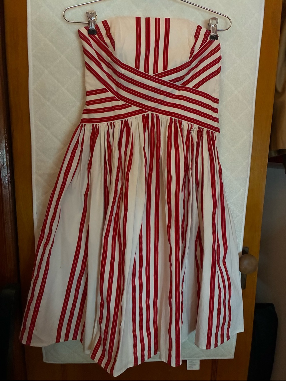 Odille Red and White Striped Strapless Regatta Dress